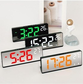 Resim Novahub 12/24 H Saat Ayna Çalar Masaüstü, Ses Kontrolü, Sıcaklık, Çift Alarm, Erteleme, Gece Modu, Led, Siyah & Turuncu 