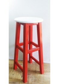 Resim Ahşap Bar Taburesi - Arbre Klasik- 75 Cm- Kırmızı 