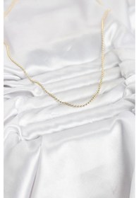 Resim Bsre 14k Gold Renk Top Zincirli 60 Cm Kadın Kolye Cm Renkli 