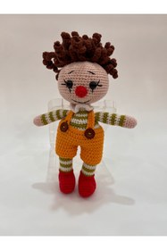 Resim TOIVOS El Yapımı Organik Pamuk Amigurumi Palyaço Bebek | 27 cm 
