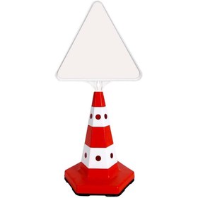 Resim İleri Trafik Klasik Kedi Gözlü Ağırlıklı Boş Levhalı Trafik Koni Seti Trafik Dubası (Üçgen) 