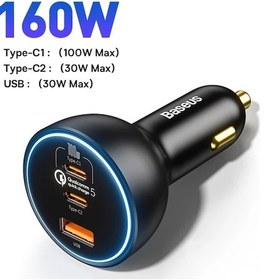 Resim Baseus 160 W Araç Şarj Cihazı Qc 5.0 Hızlı Hızlı Şarj Pps Pd3.0 Usb Tip C Araç Without Cable As Picture 