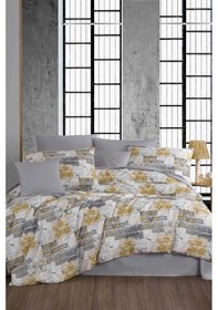 Resim Çift Kişilik Ranforce Nevresim Takımı %100 Pamuklu Serra Gri Renkli 