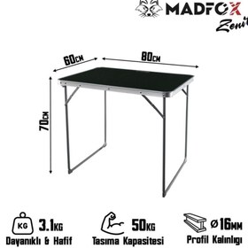 Resim Katlanabilir Alüminyum Kamp Masası - Madfox Zenith - Siyah - 547278 