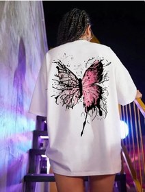 Resim Ahes Shopping Unisex Baskılı Oversize T-shirt - Beyaz Beyaz 