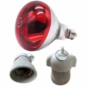 Resim SAMARA 3 ADET 250 Watt Kırmızı Cam Infrared Isıtıcı Ampul Lamba + 1 ADET PORSELEN DUY HEDİYE 