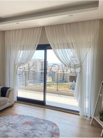 Resim Yalancı Kruvaze Bambu Düz Tül Perde 2 Adet Halat Dahil Sık Pile Kırık Beyaz 