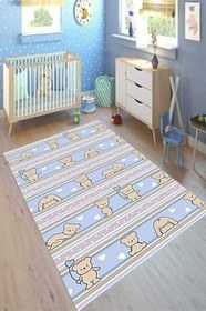 Resim Perla Soft Kaymaz Tabanlı Yıkanabilir Antibakteriyel Dijital Baskı Çocuk Halısı, 80 x 250 CK-10087A-PRL 