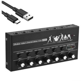 Resim Hfambition Metal 6 Kanal Stereo Mikser - Düşük Gürültü, Gitar/bas/keyboard İçin, Sahne Performansı, Usb Type-c Besleme 10.1" 