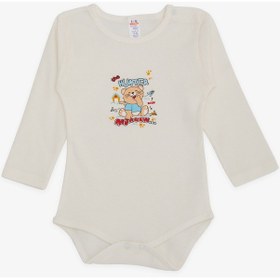 Resim Breeze Erkek Bebek Çıtçıtlı Body Avcı Kedicik Baskılı 9 Ay-3 Yaş, Ekru Ekru 