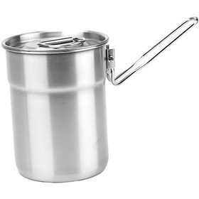 Resim Suntek Paslanmaz Çay Kahve Su Bardağı Kamp Pot 1l Drinkware Gümüş 