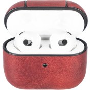 Resim PLM Apple Airpods 3.nesil Uyumlu Deri Kılıf Juni Aa4 Kırmızı 
