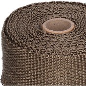 Resim Vkemall Otomobil Ve Motosiklet Boruları İçin Cam Fiber Isı Yalıtım Bandı, 1800 F Sıcaklık Dayanımı, 5 Metre, Kahverengi + Alyuminyum Bağlayıcılar 