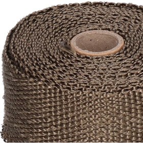 Resim Vkemall Otomobil Ve Motosiklet Boruları İçin Cam Fiber Isı Yalıtım Bandı, 1800 F Sıcaklık Dayanımı, 5 Metre, Kahverengi + Alyuminyum Bağlayıcılar 