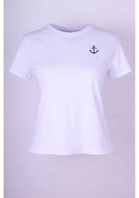 Resim Trender Çapka Baskı Beyaz Kadın T-shirt 6720 Beyaz 