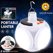Resim MACROCOSM Taşınabilir Güneş Kamp Lambası - Şarj Edilebilir LED Açık Çadır Işığı Asma saç tokası ile Katlanabilir Tasarım, 3 Mod, Lityum Pil, Balıkçılık ve Kamp için İdeal, Kamp Ekipmanı | Modern Lamba Tasarımı | Dayanıklı Plastik 