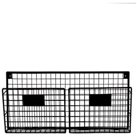 Resim Metal Duvar Rafı Dergilik Kitaplık 2 Gözlü Yatay Evrak Rafı 