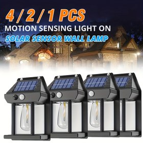 Resim 4/2/1 Adet Güneş Enerjili Şarj Edilebilir Duvar Lambaları, Ev Hareket Sensörlü Gece Lambaları, Kamp LED Vintage İş Arama Farı Yürüyüş Yolları, Çitler, Güverte, Yaya Yolları, Patio Çimler, Bahçe Çiçekleri İçin 