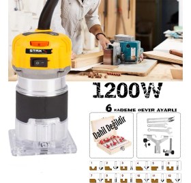 Resim Staxx Pro Devir Ayarlı Formika Traşlama Freze Makinesi Pens 6 mm 1200 W 