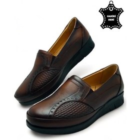 Resim Kadın Taba Hakiki Deri Içi Deri Comfort Tam Ortopedik Anne Ayakka Taba-kemik Taba 