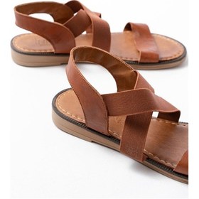 Resim 205-04 Taba Tek Bantlı Lastikli Hakiki Deri Ortopedik Taban K... Taba 