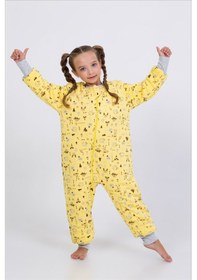 Resim Cantoy Kız Erkek Çocuk Kalın Elyaf Dolgulu Premium Kalite 2.5 Tog Desenli Uyku Tulumu Sarı - Kahverengi 