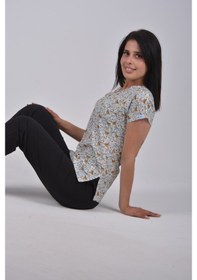 Resim Gri Ayıcık Desenli Likralı Tek Üst Forma 