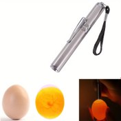 Resim Paslanmaz Çelik Yumurta Kontrol Cihazı, Kuş Kuluçka için LED Aydınlatmalı Yumurta Geliştirme İnceleme Aracı, Elde Tutulan Üreme Kontrol Cihazı - 1 Paket (Piller Dahil Değil) 