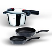 Resim Fissler Vitaquick Red Point 6 Litre Düdüklü Tencere+Tava Set 