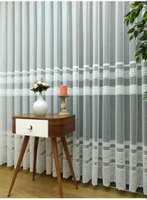 Resim Ev Depo Home Taç Bantlı Seyrek Pile Tül Perde Tek Kanat PARDESBT693SYRK, Ekru, 190 x 250 