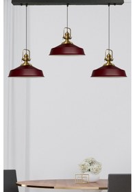 Resim Vişne Çürüğü Asaletli Üçlü Avize Eskitme Başlık Retro Sarkıt Lamba Mutfak Salon Kafe Avizeleri Bordo 