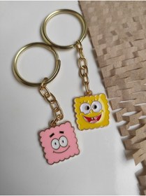 Resim Esey Dizayn Sünger Bob Ve Patrick Metal Anahtarlık 