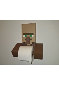 Resim Minecraft Köylü Tasarımlı Tuvalet Kağıdı Tutacağı Oyun Temalı Banyo Aksesuarı 
