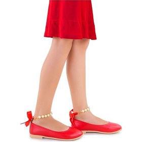 Resim Kiko Kids Cilt İncilli Lastikli Kız Çocuk Babet Ayakkabı Arç 01 Kırmızı 