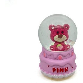 Resim Işıklı Kar Küresi Pembe Ayıcık Çilek Paketi 7 Cm 