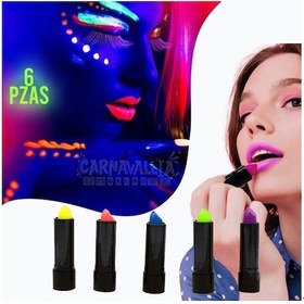 Resim Karanlıkta Parlayan Yanan Uv Neon Ruj Yüz Boyama 6 Adet 6 Renk - Sptl-874080 