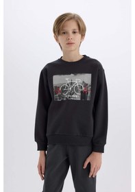 Resim DeFacto Erkek Çocuk Bisiklet Yaka Baskılı Kalın Sweatshirt D3038A824WNAR206 