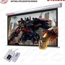 Resim Codegen Ex-24 Motorlu Projeksiyon Perdesi 240x200 Arkası Siyah Fonlu - Duvar/tavan Asılabilir 