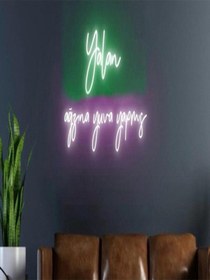 Resim Yalan Ağzına Yuva Yapmış Yazılı Neon Tabela Pembe 