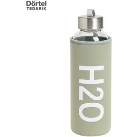 Resim H2o Kılıflı Cam Matara 750 Ml Haki 