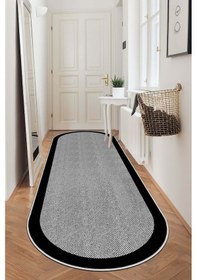 Resim West Home Makinede Yıkanabilir Kaymaz Taban Leke Tutmaz Oval Modern Yolluk Ev Dekorasyonu İçin Gri Kesme Yolluk Wh445 Grey Oval Yolluk 
