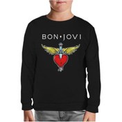 Resim Bon Jovi Siyah Çocuk Sweatshirt 