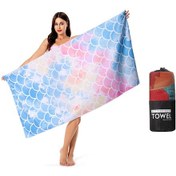 Resim Geeroyoo Hızlı Kuruyan Mikrofiber Havlu, Plaj Ve Yüzme İçin Balık Pullu Desenli Banyo Havlusu Çok Renkli 