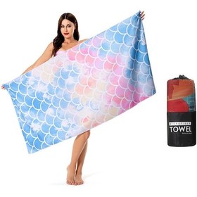 Resim Teltree Mikrofiber Deniz Kumaşı - Hızlı Kuruyan, 160x80 Cm, Rüya Balık Yüzü Desenli Plaj Havlusu Çok Renkli 