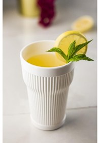 Resim Akrilik Beyaz Tekli Uzun Bardak & Su Meşrubat Bardağı 400 Ml Cam Değildir Beyaz 