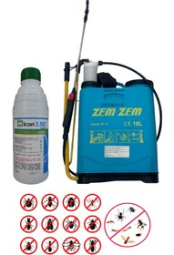 Resim Icon Bahçe Çiftlik Haşere Böcek Sinek İlaçlama Set/Icon 2.5EC 1000ML/16LT Kollu Manuel İlaçlama Pompası 