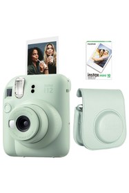 Resim Fujifilm Instax Mini 12 Yeşil Fotoğraf Makinesi 10'lu Film ve Deri Çantalı Seti 