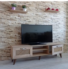 Resim Mobilya Sepeti (Ms 40) Tv Ünitesi Dolabı,Raflı,Seperatörlü Meşe 