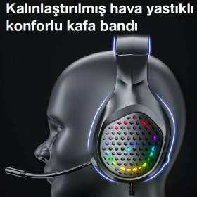 Resim Xmowi R1 Gaming Mikrofonlu Rgb Oyuncu Kulaklığı Pc- Dizüstü ve PS4-(5775) Nemere 