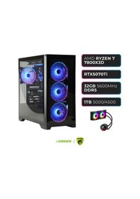 Resim Green Griffin G9 R7-7800X3D 32 GB 1 TB SSD RTX5070Ti Free Dos Masaüstü Oyuncu Bilgisayarı 